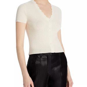 Small Cashmere Scalloped Cardigan